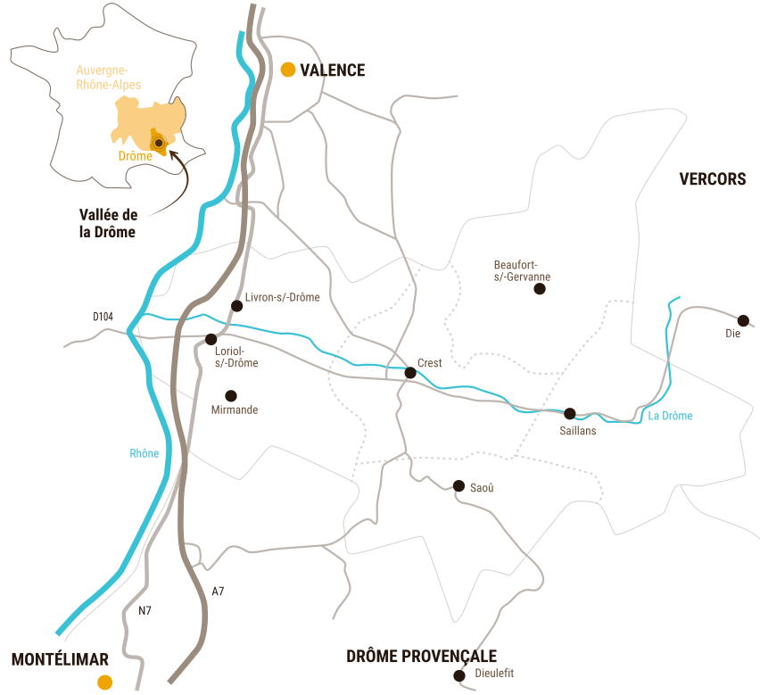 Carte de la Vallée de la Drôme